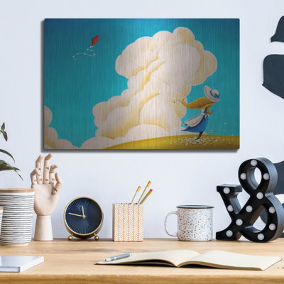 «Wall and String» par Cindy Thornton, art mural en métal de luxe, 24 po x 16 po