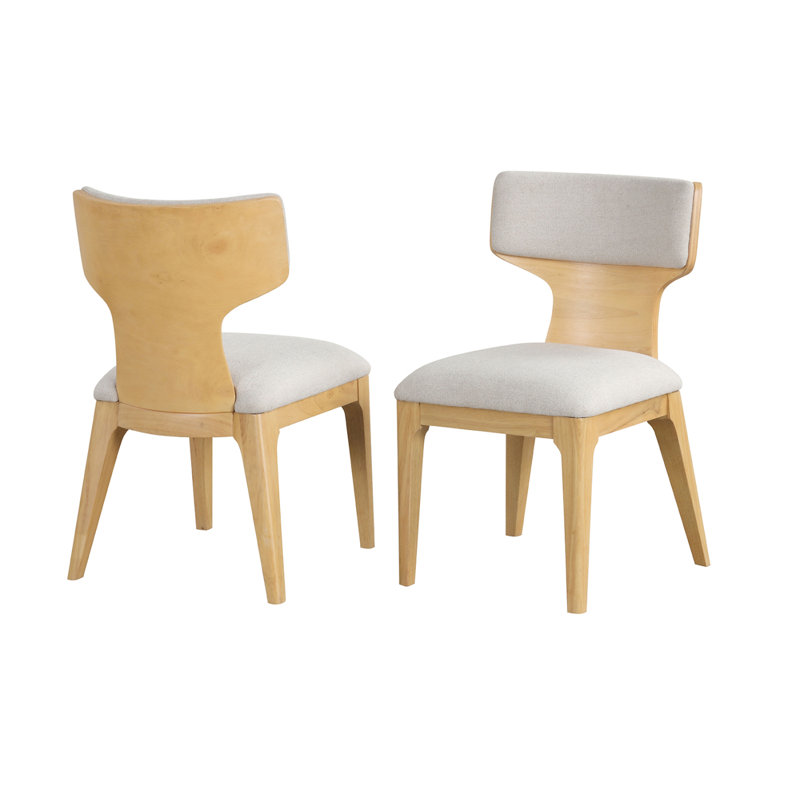Chaise de salle à manger 2 pièces de style contemporain avec dossier en bois courbé et finition naturelle, Naturel