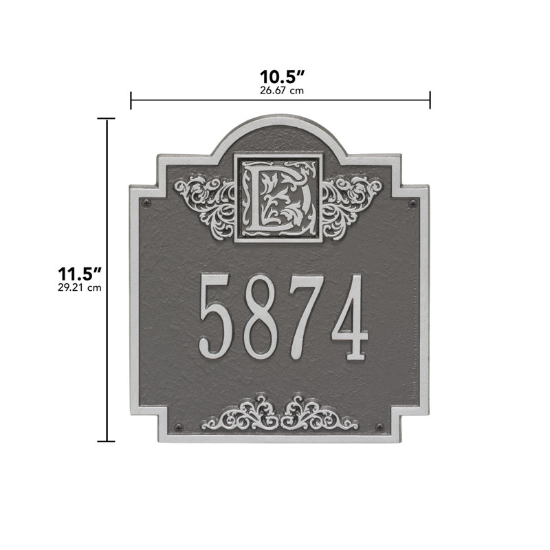 Plaque d'adresse murale monogramme à 1 ligne, Étain et argenté, Oui