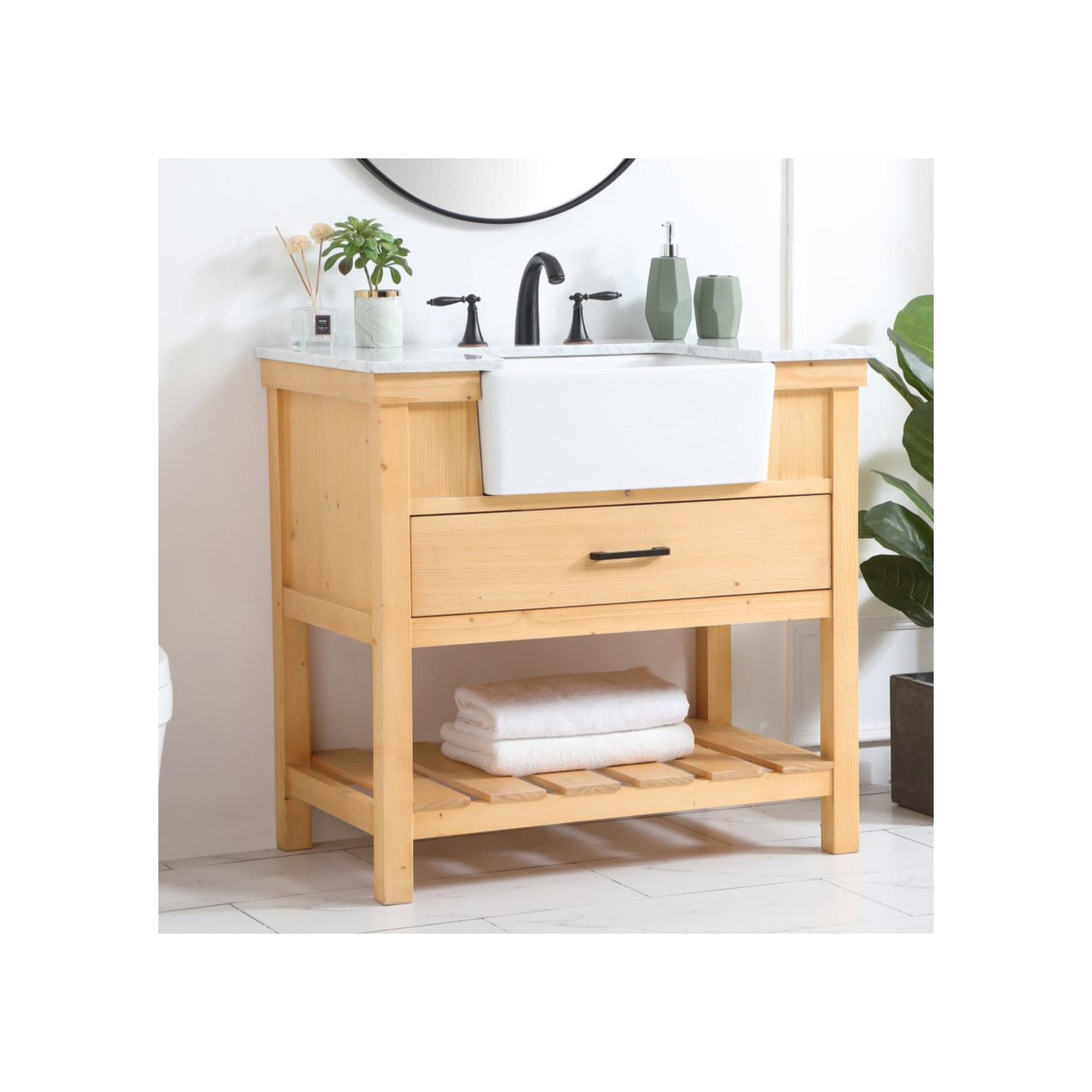 Pelaghia 36'' Single Bathroom Vanity, Natural Wood