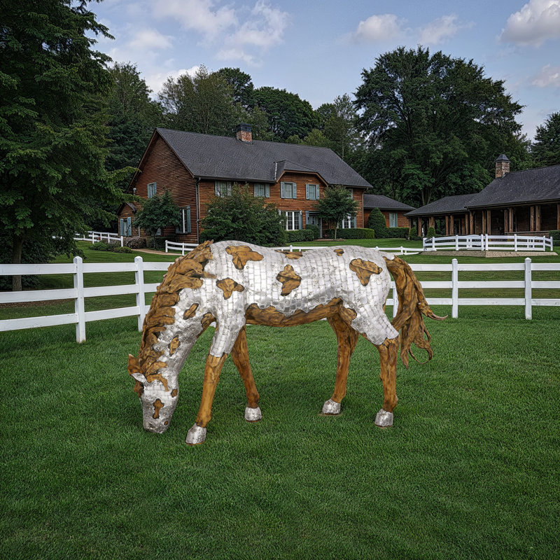 Mustang Horse Armored Sculpture, Grazing