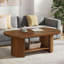 45.27" 2-Tier Oval Mid-Century Rustic Brown Coffee Table With Storage Shelf For Living Room
