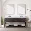 Meuble-lavabo double en chêne brun 72 po X P 22 po D, avec plateau en marbre de Carrare-117970899-117970901