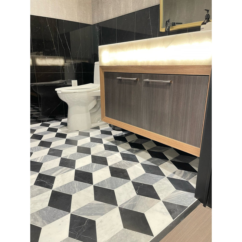 Havasar 8x9 Hexagon Honed Marble Mosaic Tile, Grigio Honed