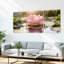 «Pink Lotus Flower Water Reflection», ensemble de 3 reproductions d'art sur toile tendues-826782685
