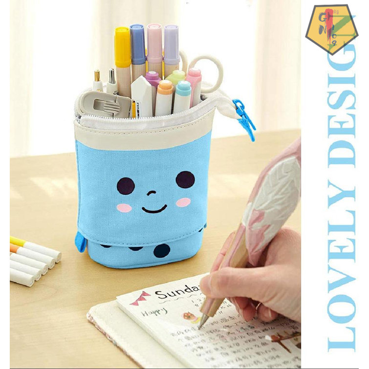 Buy SEUPROPRA Pencil Case Standing Cute Telescopic Pop-Up Boba Pencil  Holder with Zipper Kawaii Stationery Pencil Pouch Cosmetics Bag for School  Students Office Teens Adults Kids Girls & Boys (Pink) Online at