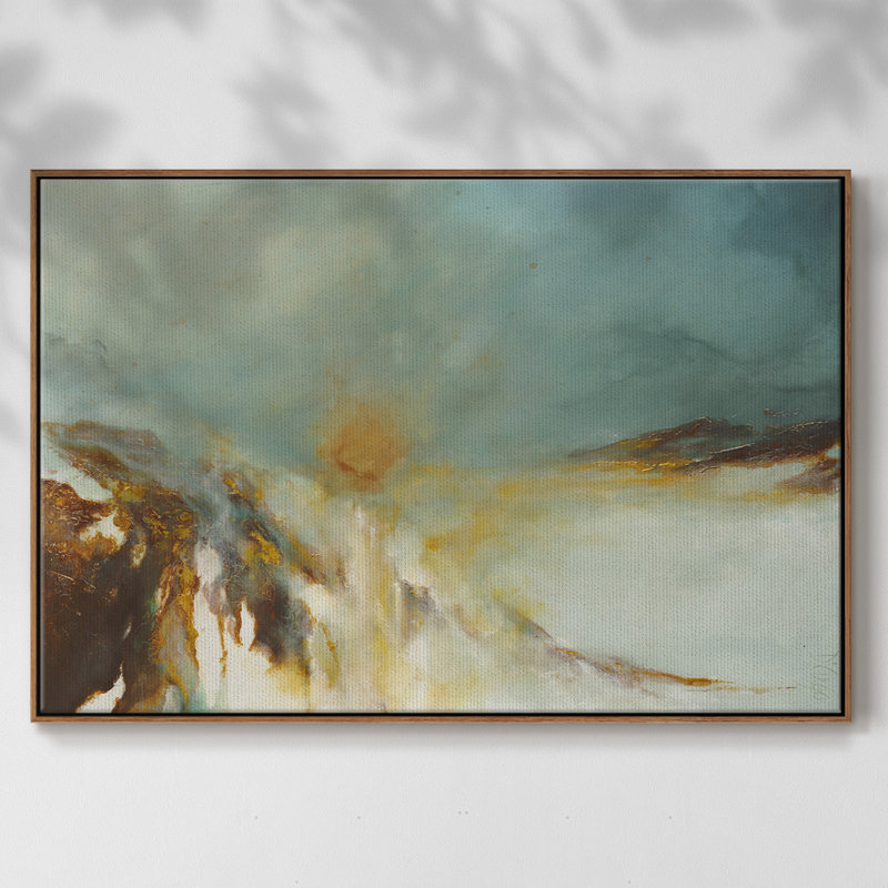 " Terra Sol ", 17" H x 25" W x 2" D, Walnut Floater Framed Canvas