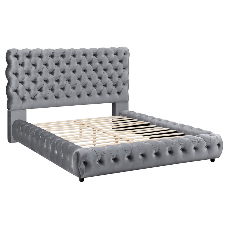 James Solid Wood Bed, Gray, Queen