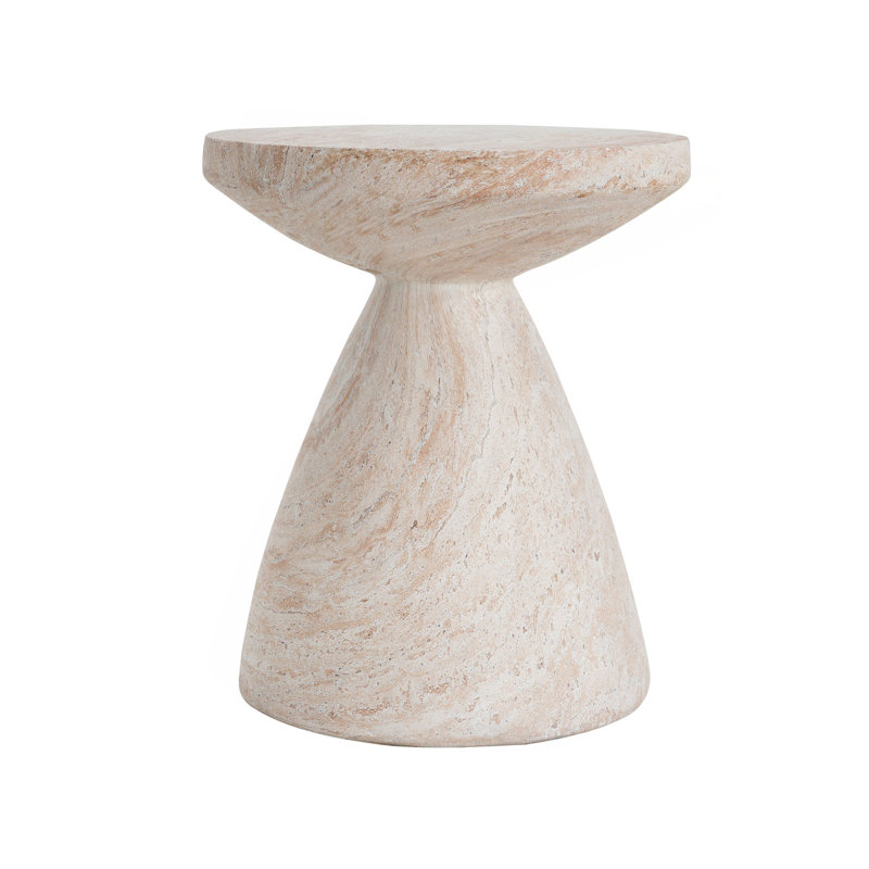 Outdoor/Indoor Lightweight Concrete Side Table,Travertine Finish