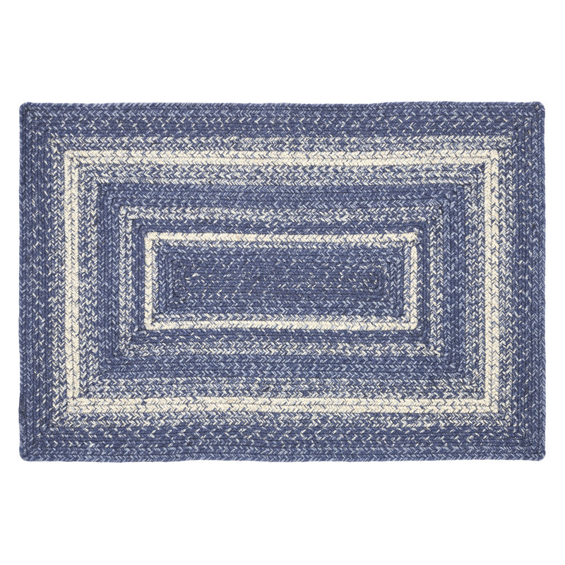 Tapis bleu tressé Birt Whistle, Rectangle 2 pi x 3 pi