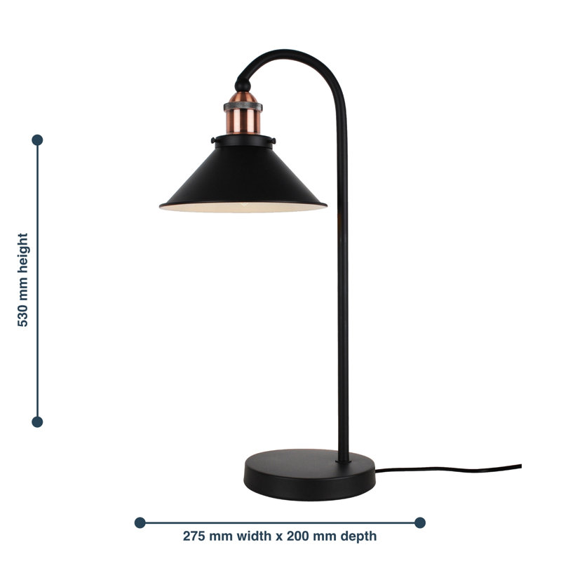 Grabowski Metal Desk Lamp, Black, Black