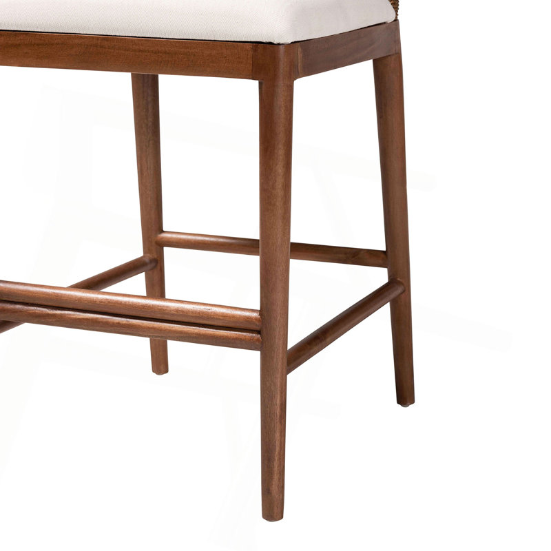 Modern Bohemian Seagrass And Acacia Wood Counter Stool