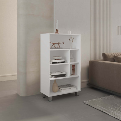 Bellagio 40" Tall Four-Tier Shelf Base Cabinet With 6 Cubbies White