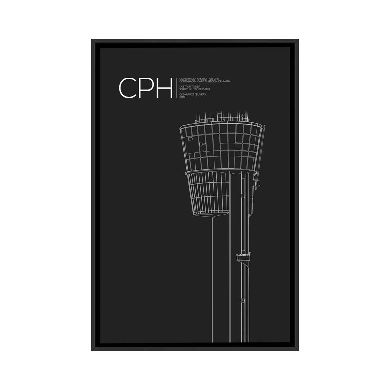 « cph tour, copenhague » par 08, reproduction d’impression sur toile, H 26 po x l 18 po x P 1,5 po, Toile avec cadre noir