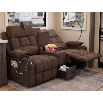 RV Reclining Loveseat Sofa, Wall Hugger Loveseat Recliner, RV Couch, Home Theater Seating