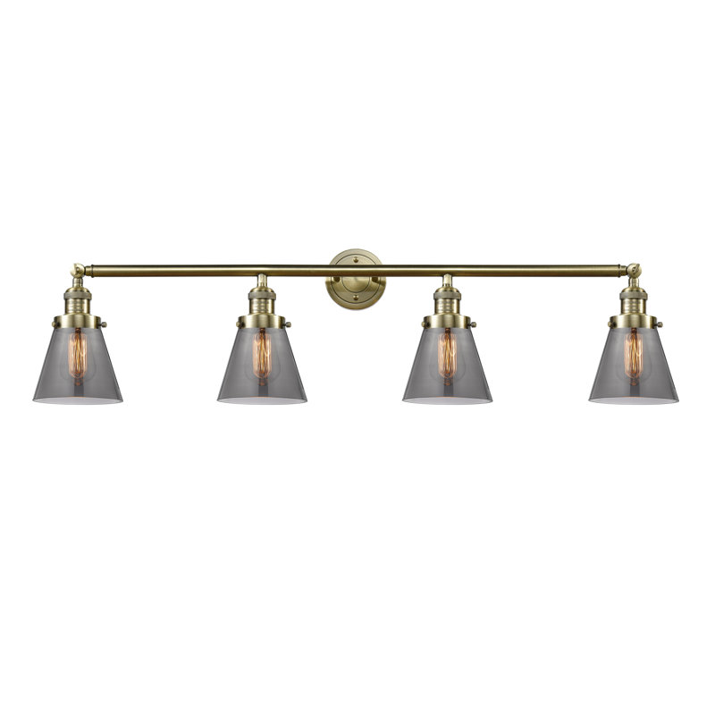 Gaudette 4 - Light Dimmable Vanity Light, 3.5 Watt Vintage LED Bulb, Smoked, Antique Brass