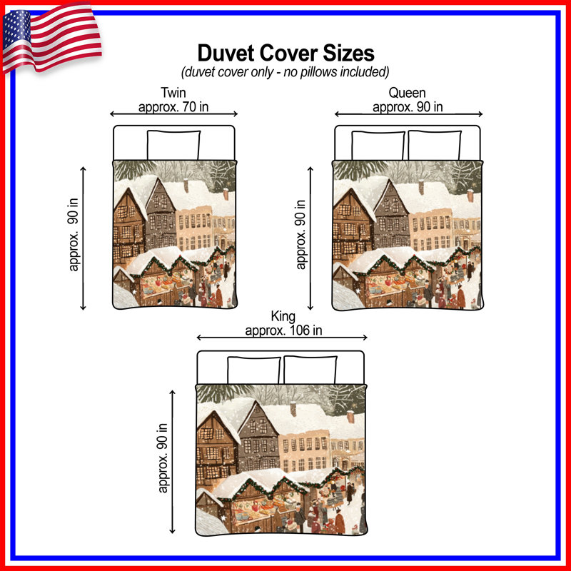 Winter Market Scene Duvet Covers, Twin
