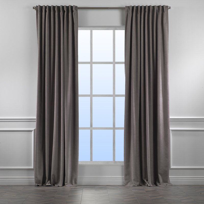 Solid Room Room Darkening Tab top Curtain Panels, 52" W x 72" L, Stone