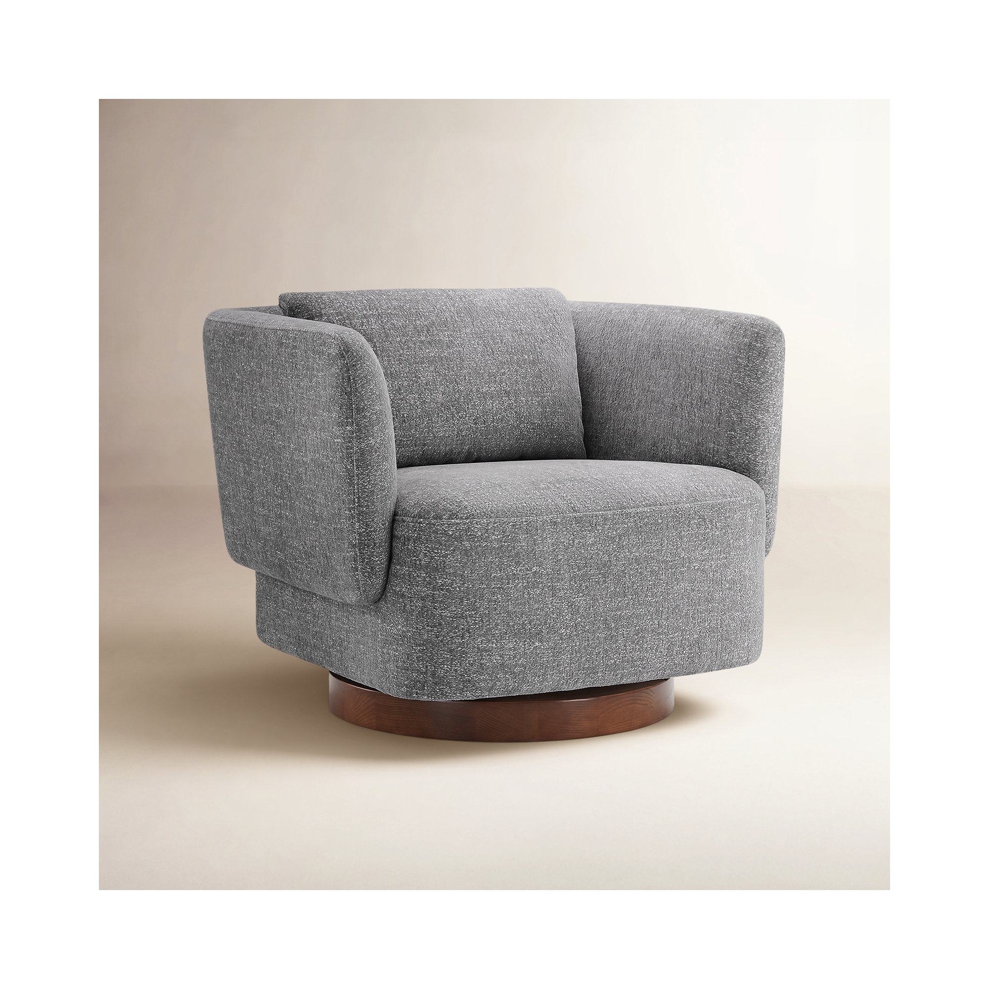 Morello Upholstered Swivel Armchair, Magnolia Light Grey Tweed
