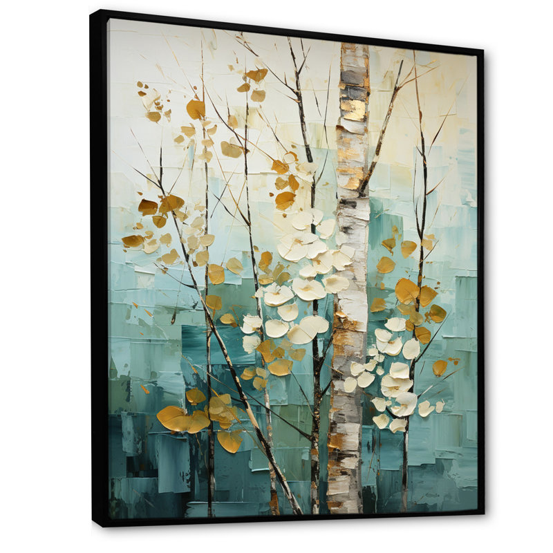 Birch Woods Whispering Winds V sur impression sur toile, H 20 po x l 12 po x P 1 po, Cadre flottant noir