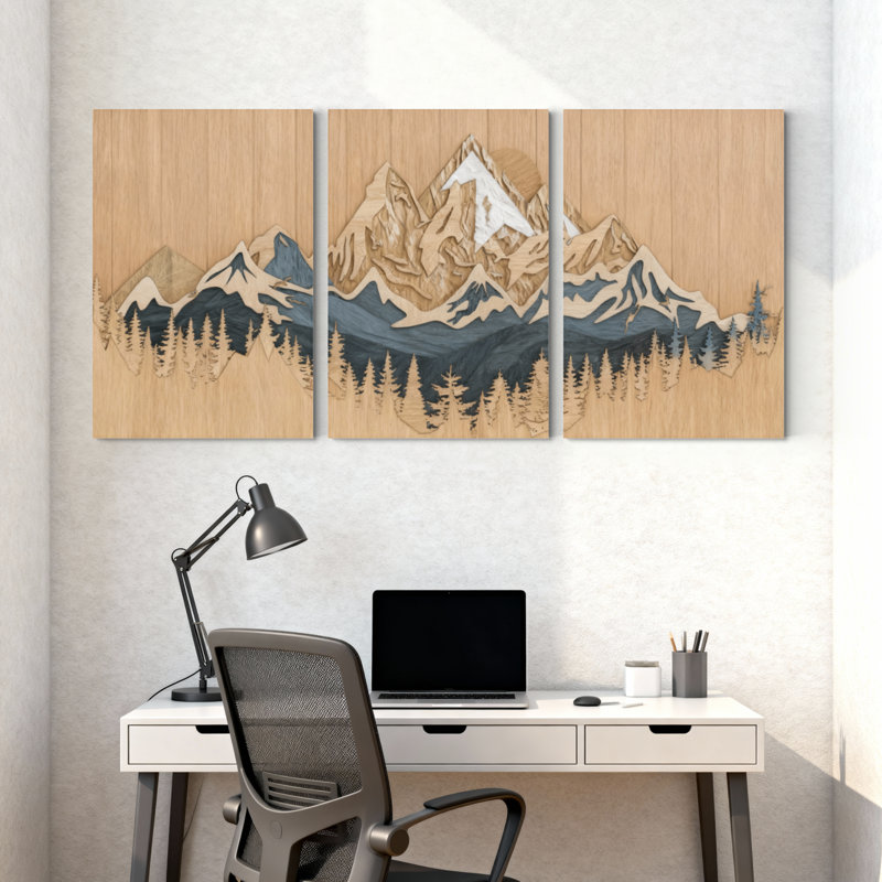 Paysage et nature, chaîne de montagnes, ensemble de 3 impressions sur toile, H 18 po x l 36 po