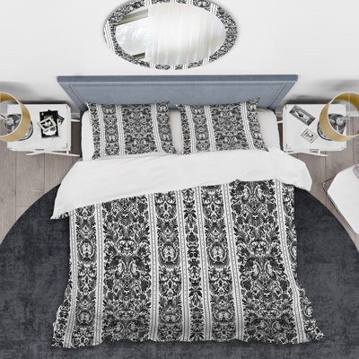 Grey/White Microfiber 3 Piece Duvet Cover Set