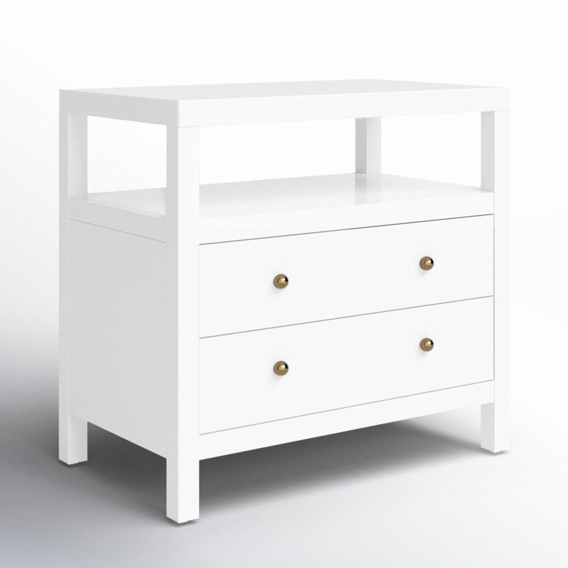 Nora 2-Drawer Wide Nightstand, Smooth White