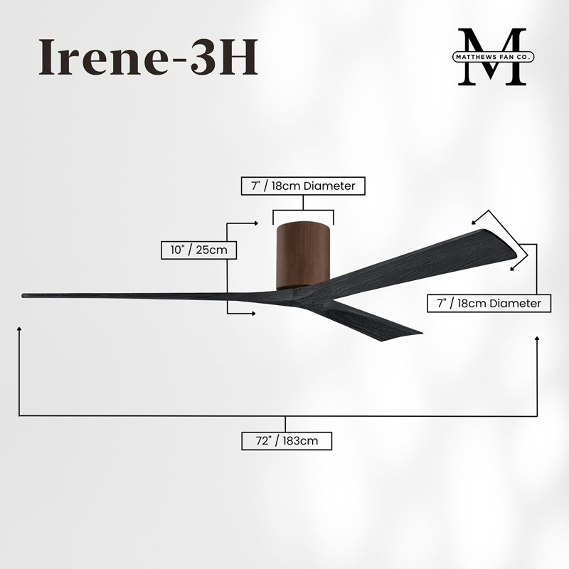 Irene Ceiling Fan, Walnut, Matte Black, 72"