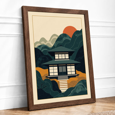 Modernist House in Mountains Mid-Century - Framed Print