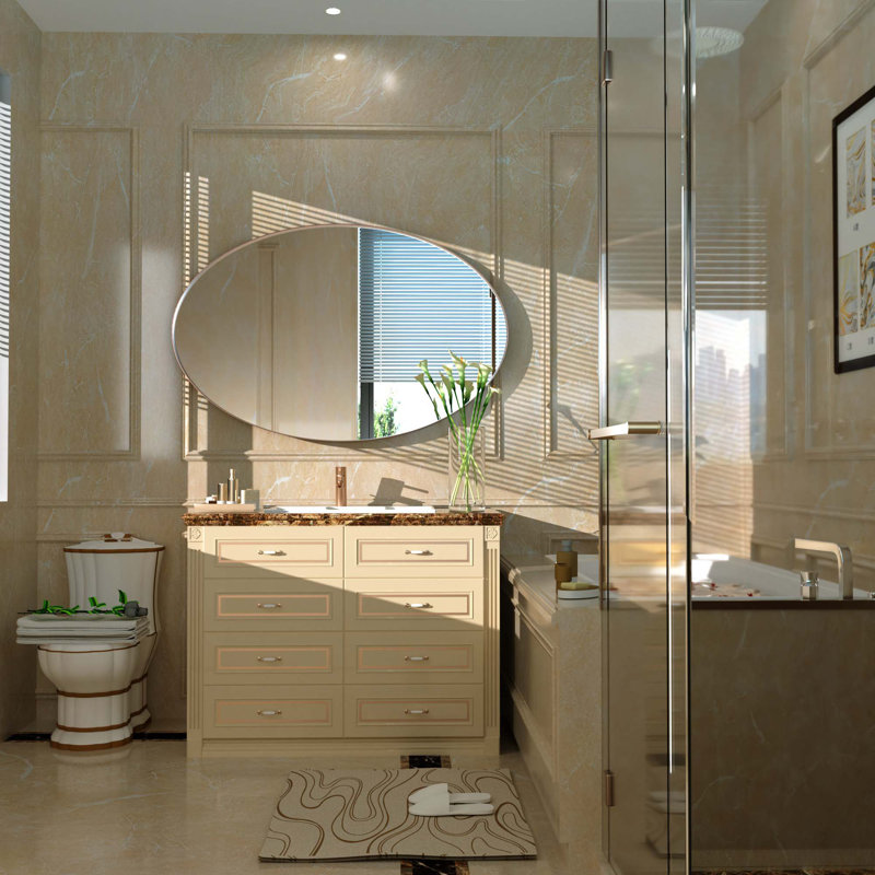 Miroir de salle de bain ovale, Brun brossé, 36 po x 24 po