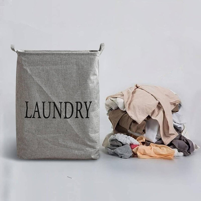 Emlyn Fabric Laundry Bag with Handles, Grey