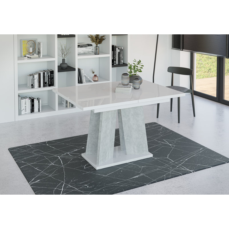 Extendable Dining Table Alekzander, White/Light Grey