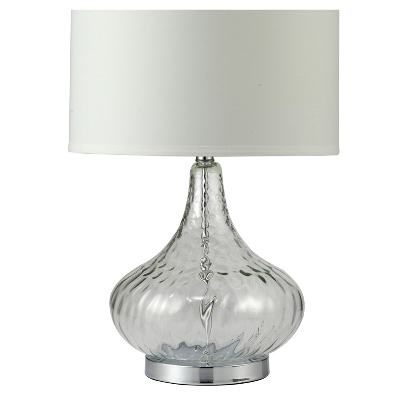 Lampe de table 24,5 "en verre" Courtney ", verre et chrome argenté, Blanc