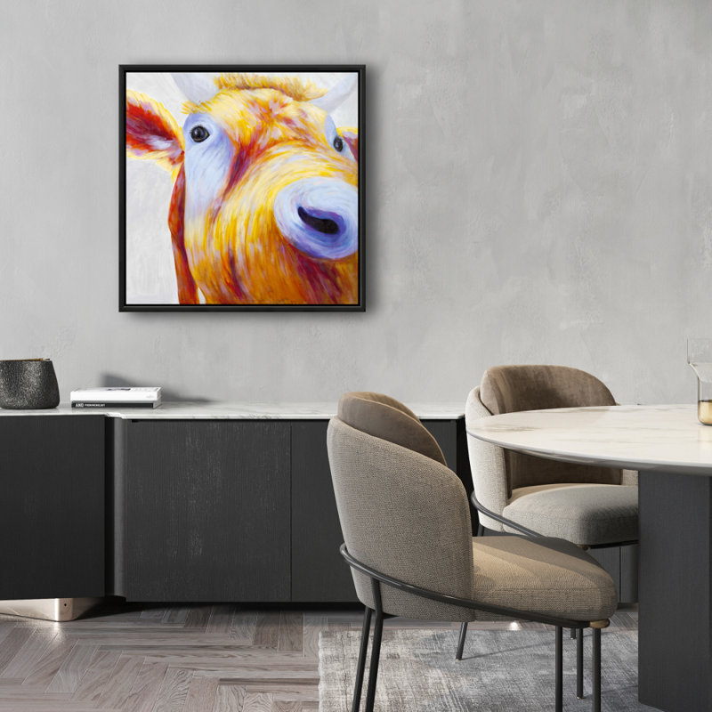 Toile de vache campagne colorée | Cadre bleu - Décoration intérieure moderne