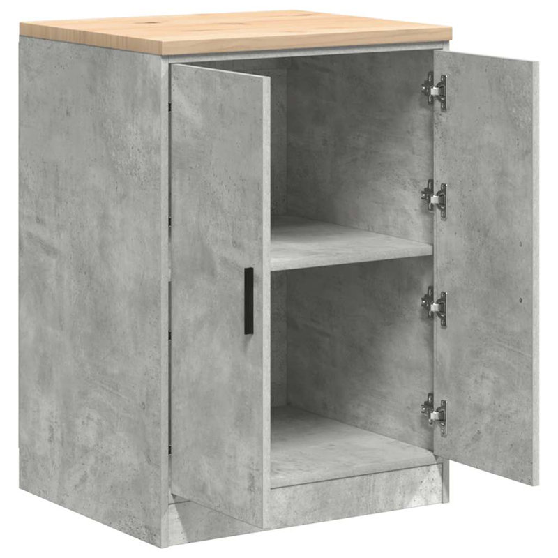Solid Wood Single Storage Cabinet ( 85cm H x 60cm W x 51cm D), Concrete Grey