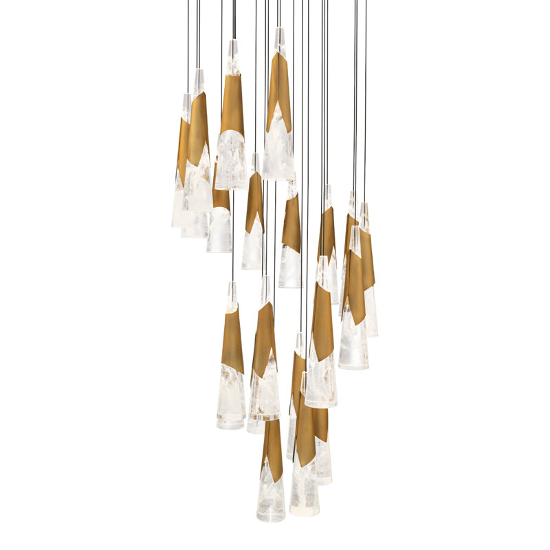 Kilt LED Multi-Light Pendant, Laiton vieilli, H 16 po x l 26 po x P 26 po, 21
