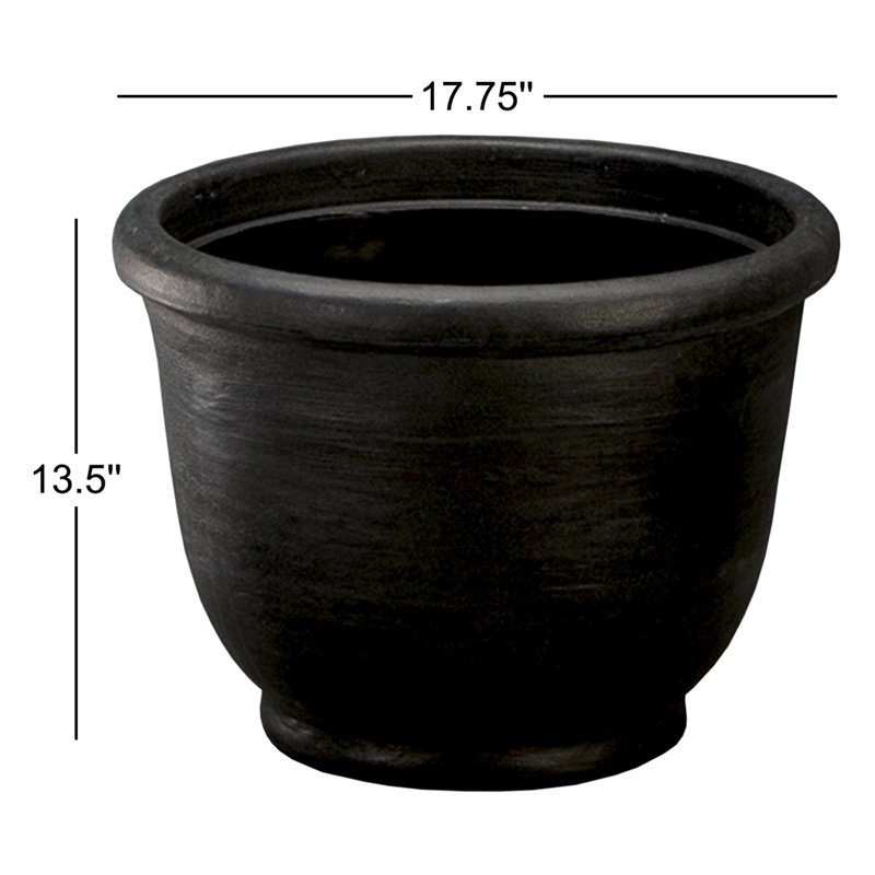 Pot à plante en résine Agave, Noir caviar, H 13,5 po x l 17,75 po x P 17,75 po