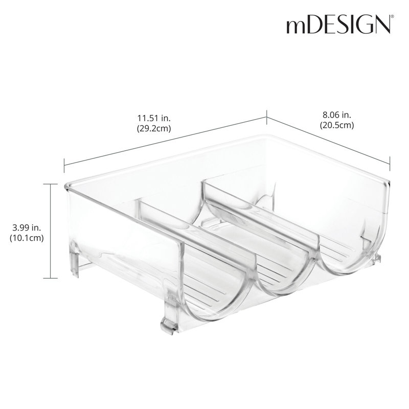 mDesign Plastic Stackable Water Bottle Storage Organizer Rack - 8 Pack, Clear