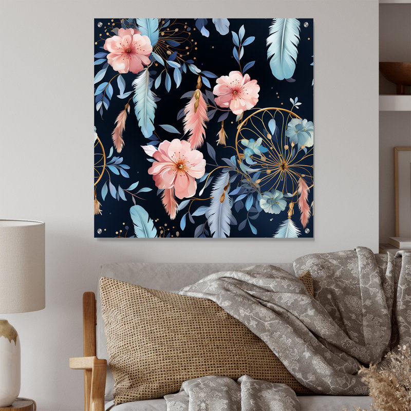 Tizian - Art mural acrylique floral, H 30 po x l 30 po
