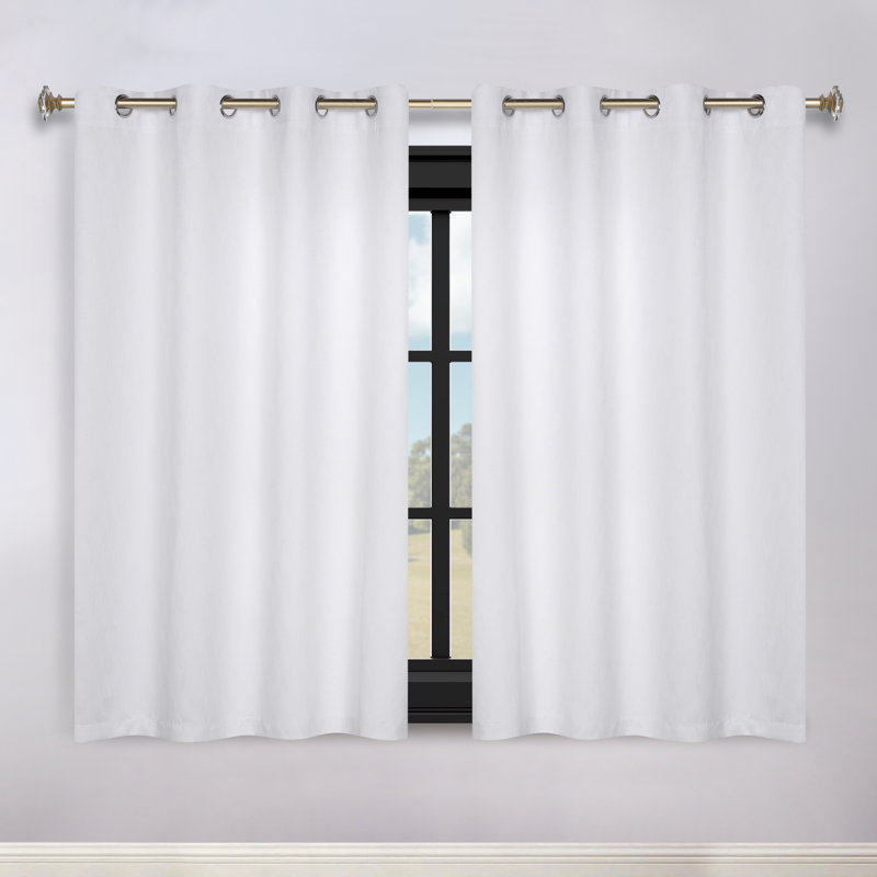 Paire de rideaux obscurcissants en polyester à texture moderne Vedder, Blanc neige, L 52 po x L 63 po