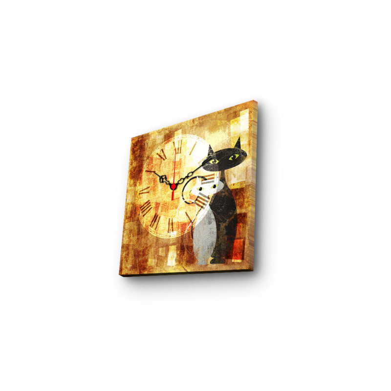 Elegant Decorative Canvas Wall Clock, 11 x 11 inches | 100% Suede Canvas, 100% Wooden Frame (Thickness: 1.2 inches) | Perfect for Home Decor, Living Room, Office, Timeless Style & Functionality