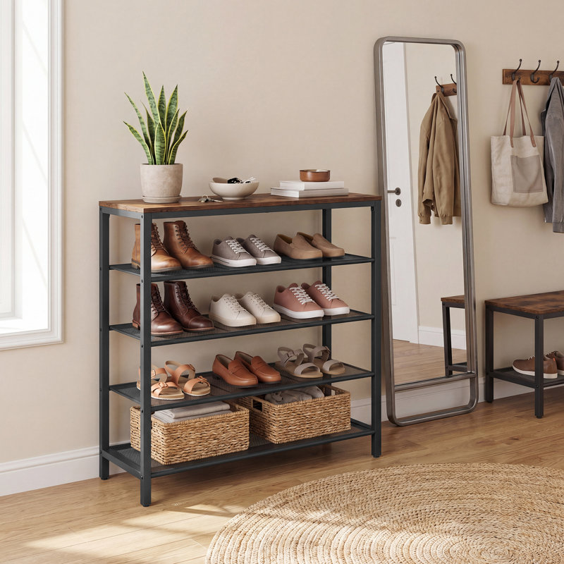 16 Pair Shoe Rack, Rustic Brown