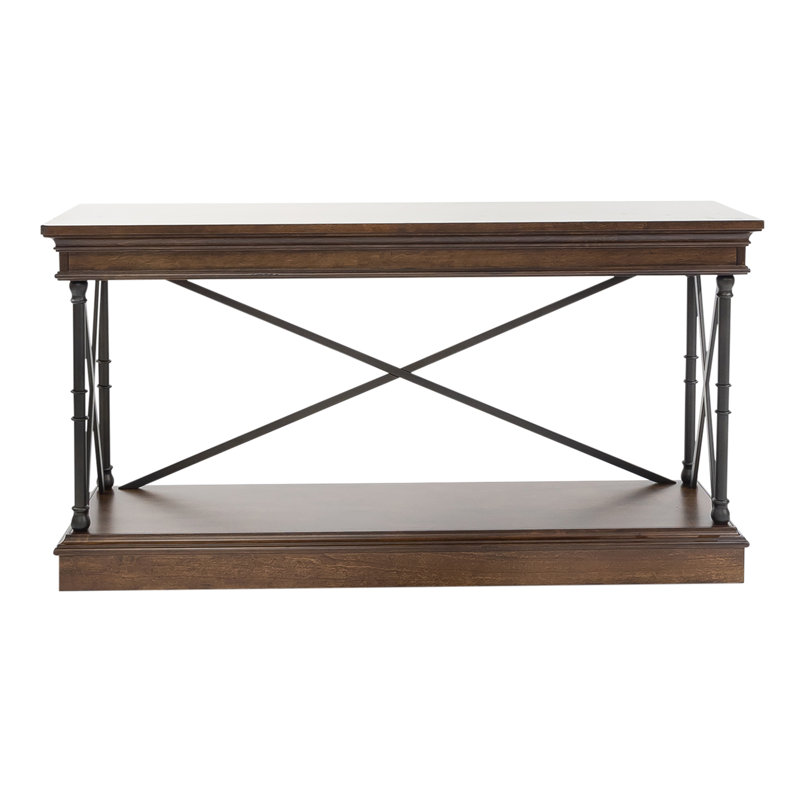 Abigaelle Console Bar Table w/ Walnut Inlay