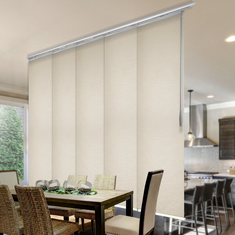 Rail extensible à panneau simple 5 panneaux Nile l 58 po à 110 po x H 94 po, Nickel satiné