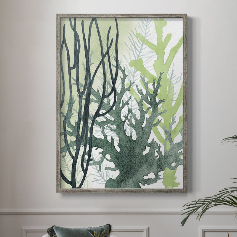 Reproduction encadrée texturée corail II - bois massif, H 11 po x l 9 po
