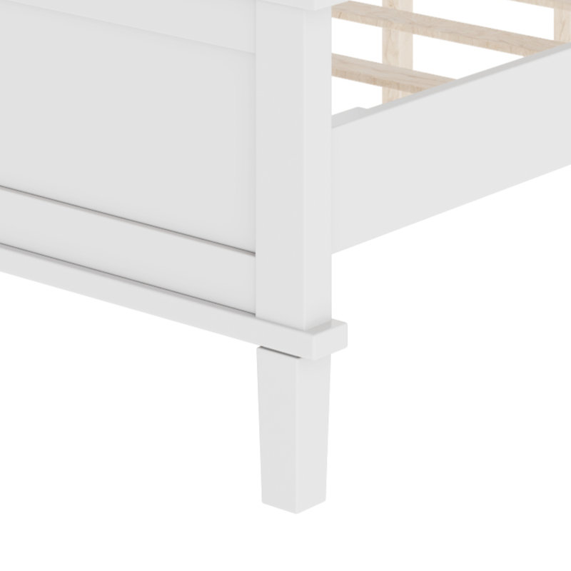 Lit plateforme en bois sans sommier, Blanc, Très grand lit