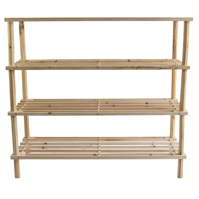 16 Pair Stackable Solid Wood Shoe Rack