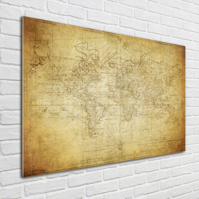 Old Map Of The World - No Frame Print on Glass