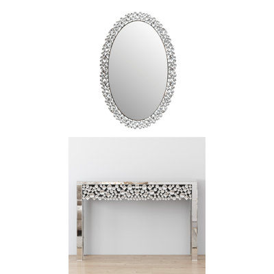 Glass Console Table With Mirror Set