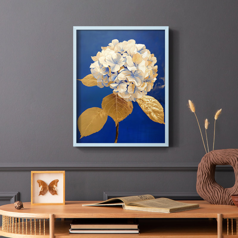 Série FLORAL Lxxxviii - reproduction encadrée de qualité supérieure - prête à être accrochée - aucun clou requis, Bleu